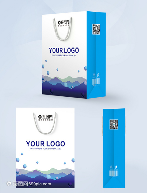 簡(jiǎn)約藍(lán)色科技手提袋包裝與網(wǎng)站設(shè)計(jì) 塑造統(tǒng)一的品牌視覺(jué)體驗(yàn)